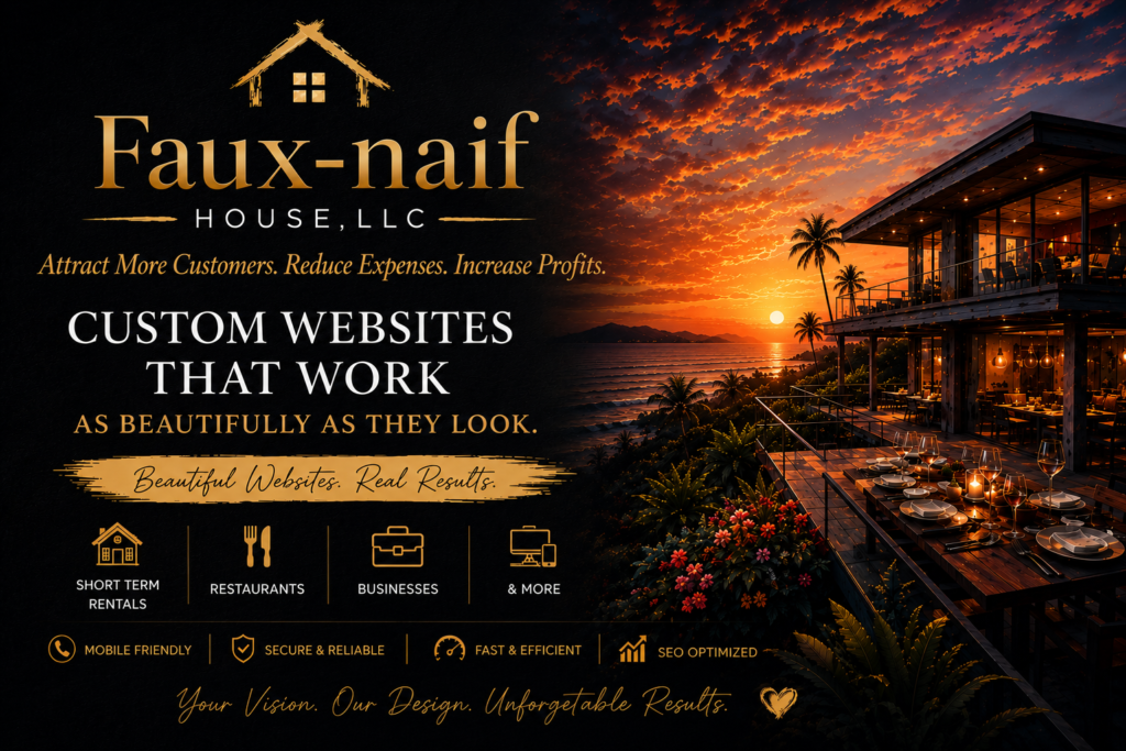 Custom website design for short-term rentals, restaurants, and businesses