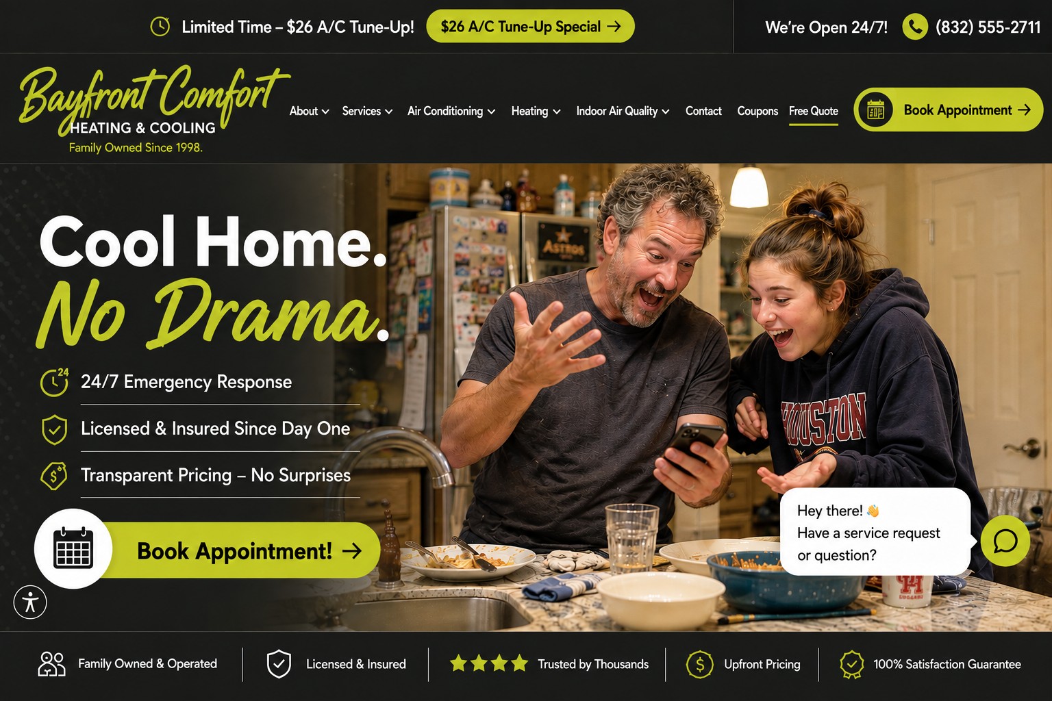 Bayfront Comfort, Tampa HVAC website mockup