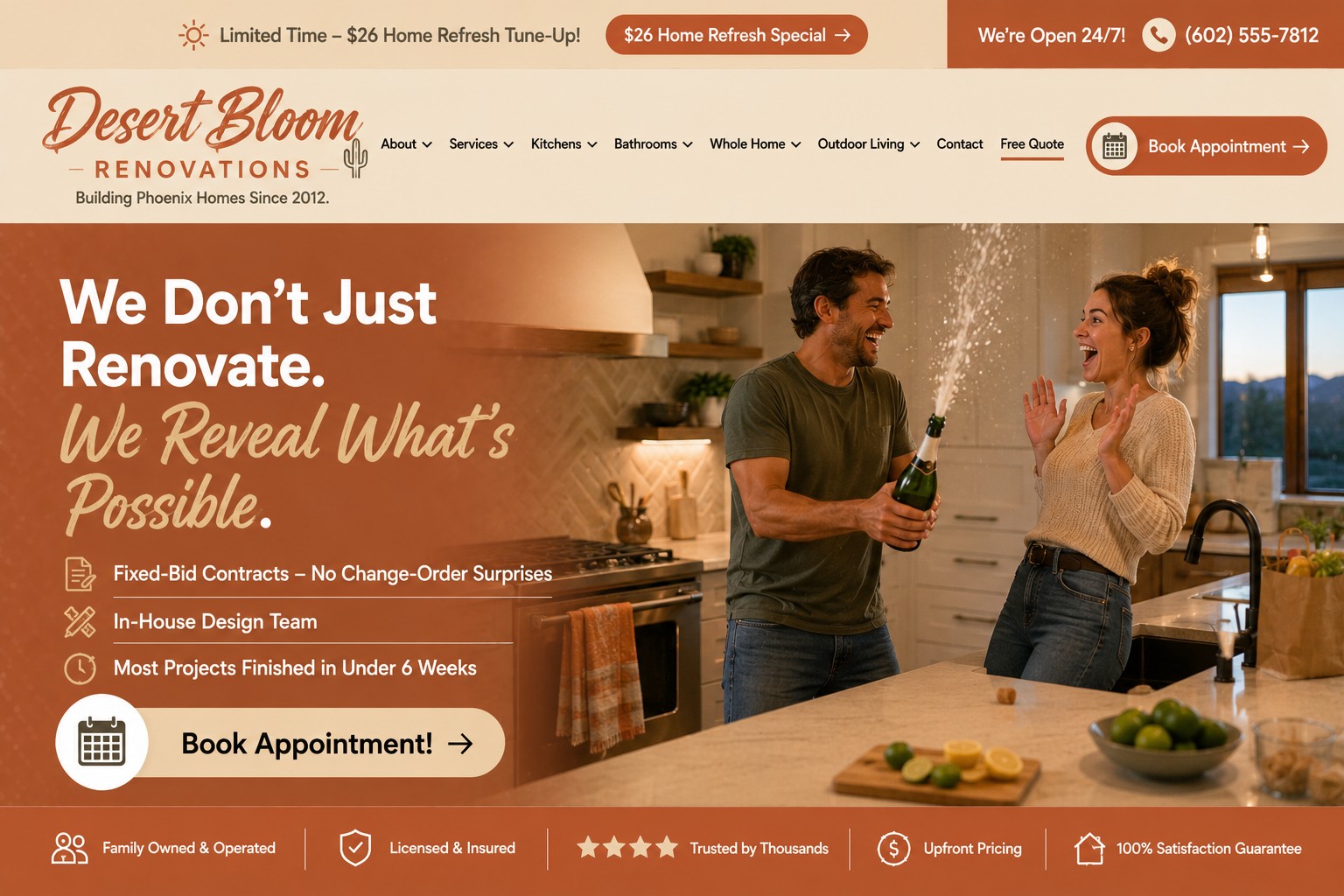 Desert Bloom Renovations, Phoenix website mockup