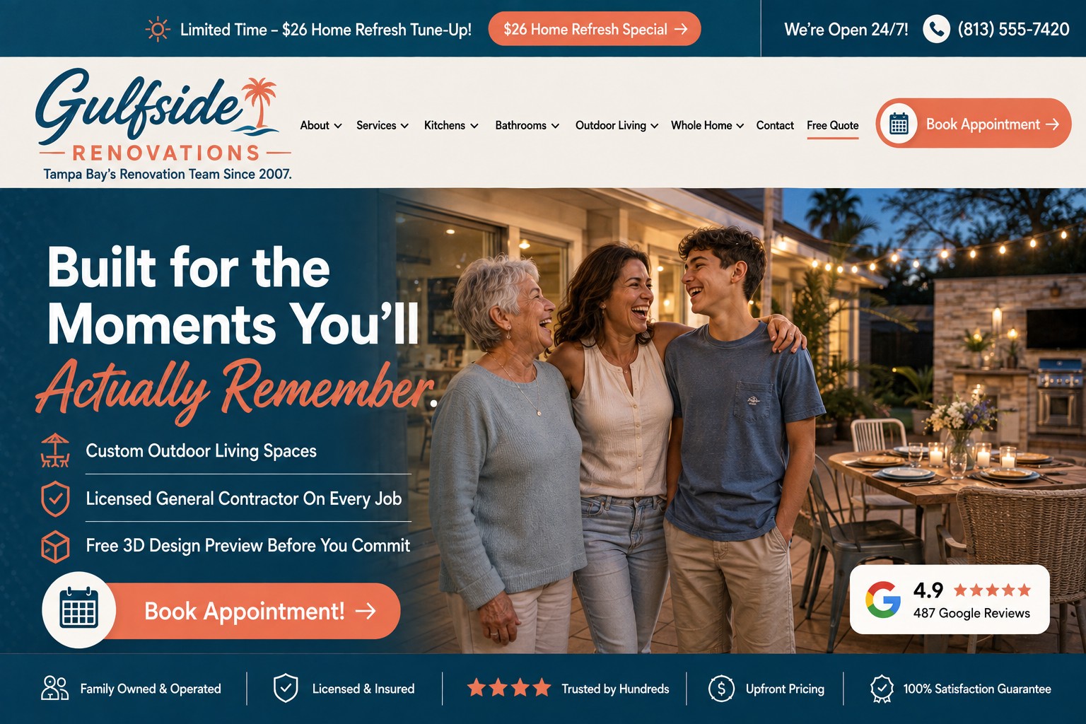 Gulfside Renovations, Tampa website mockup