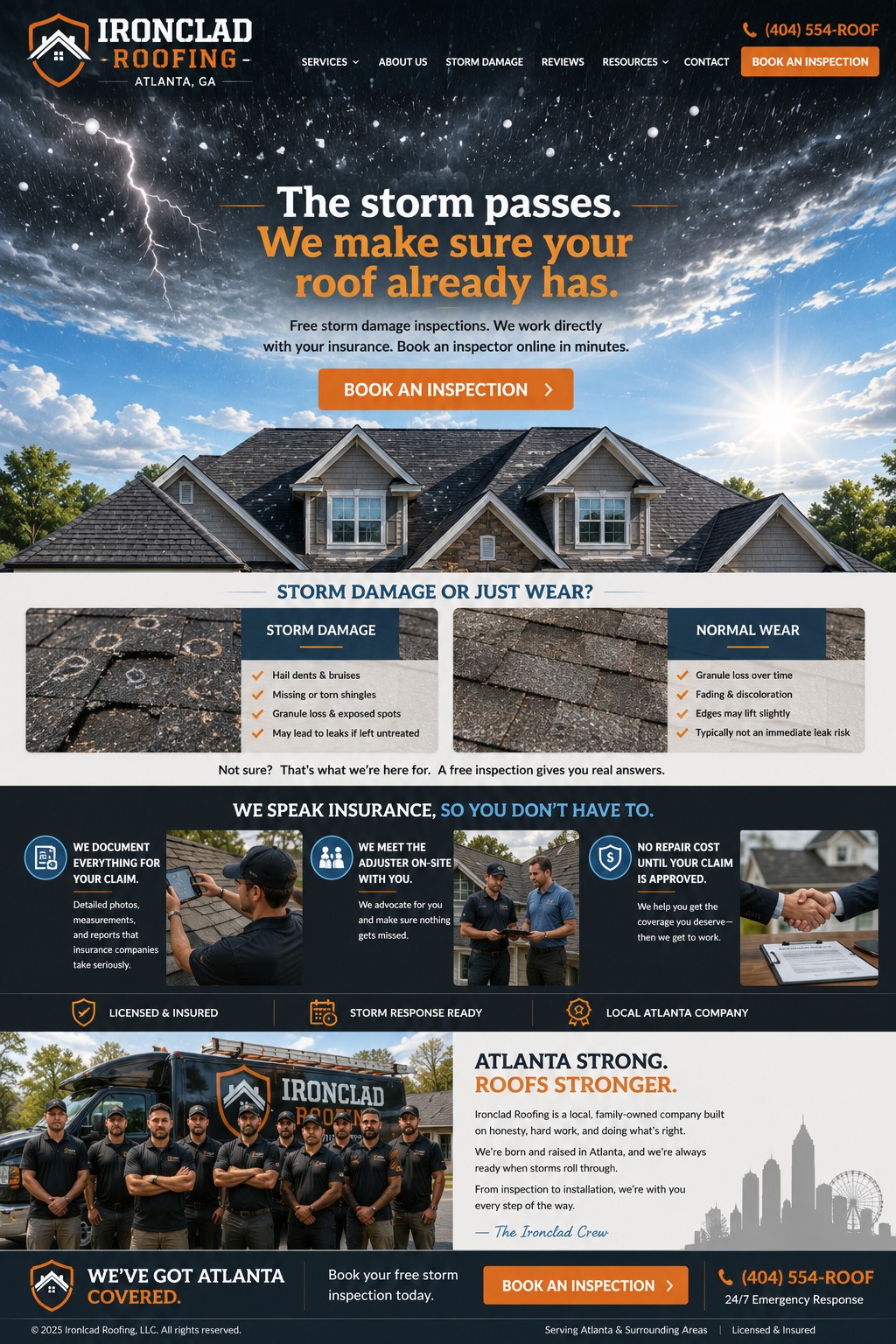 Ironclad Roofing, Atlanta website mockup