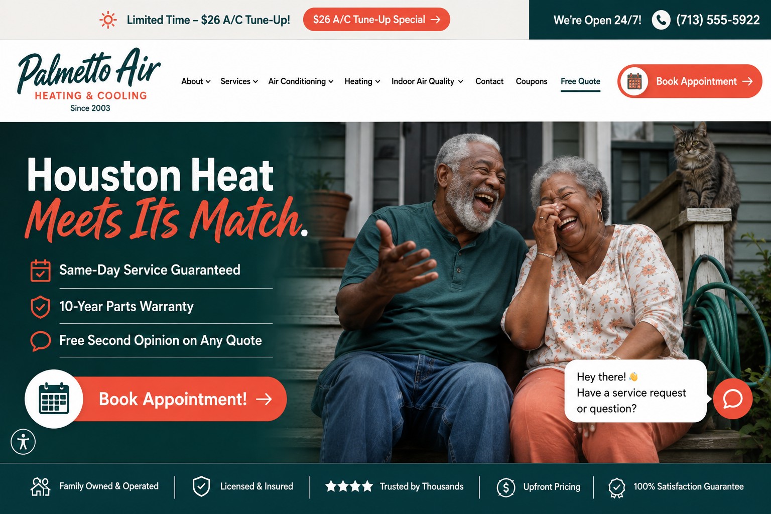 Palmetto Air, Houston HVAC website mockup