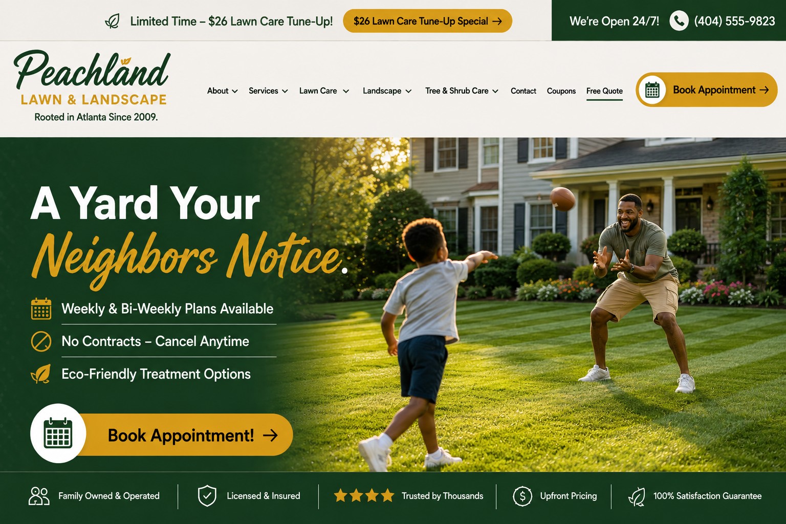 Peachland Lawn and Landscape, Atlanta website mockup